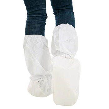 Disposable Overboots with Anti-Slip PVC Sole in White