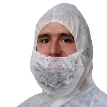 Beard Covers and Disposable Beard Snoods in White