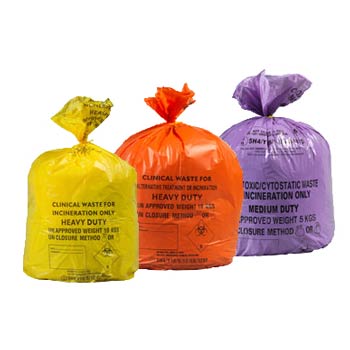 Clinical Waste Sacks & Colour Coded Roll of Waste Bags