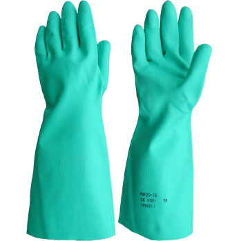 Flock Lined Nitrile Rubber Gauntlet - Chemical Resistant